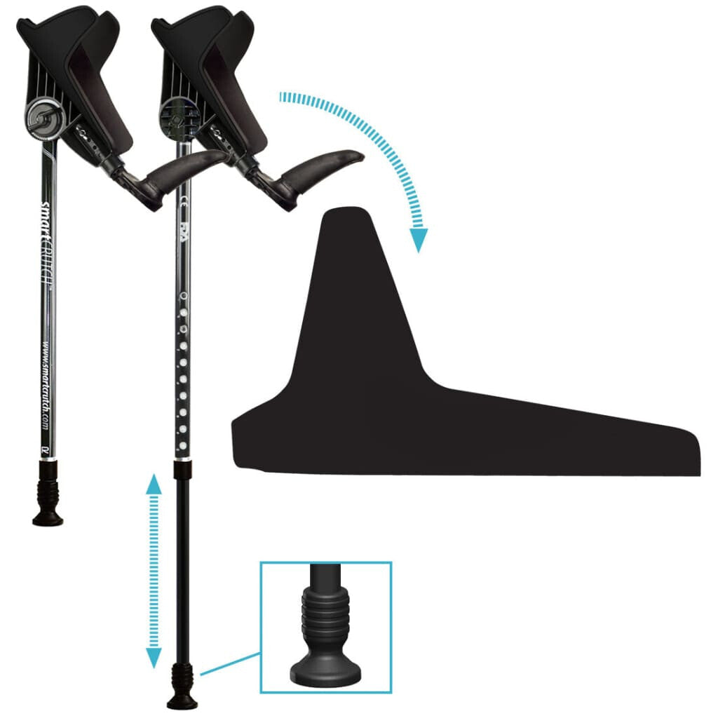 Forearm Crutches Just Black - no graphics on cuff (height
