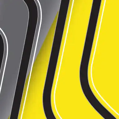 Abstract geometric pattern featuring curved black lines on yellow and gray backgrounds.