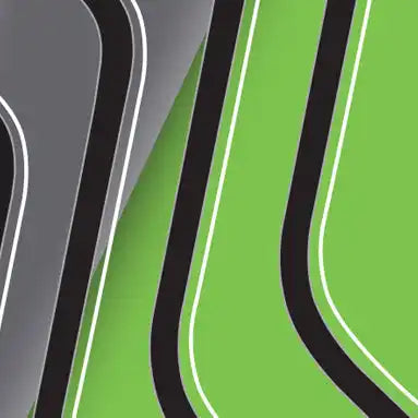 Abstract pattern of curved black lines on green and gray backgrounds.