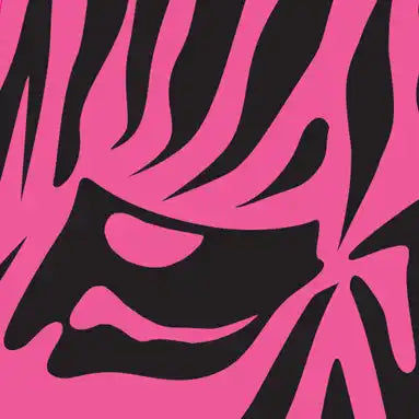 Abstract zebra-like pattern in black and hot pink.