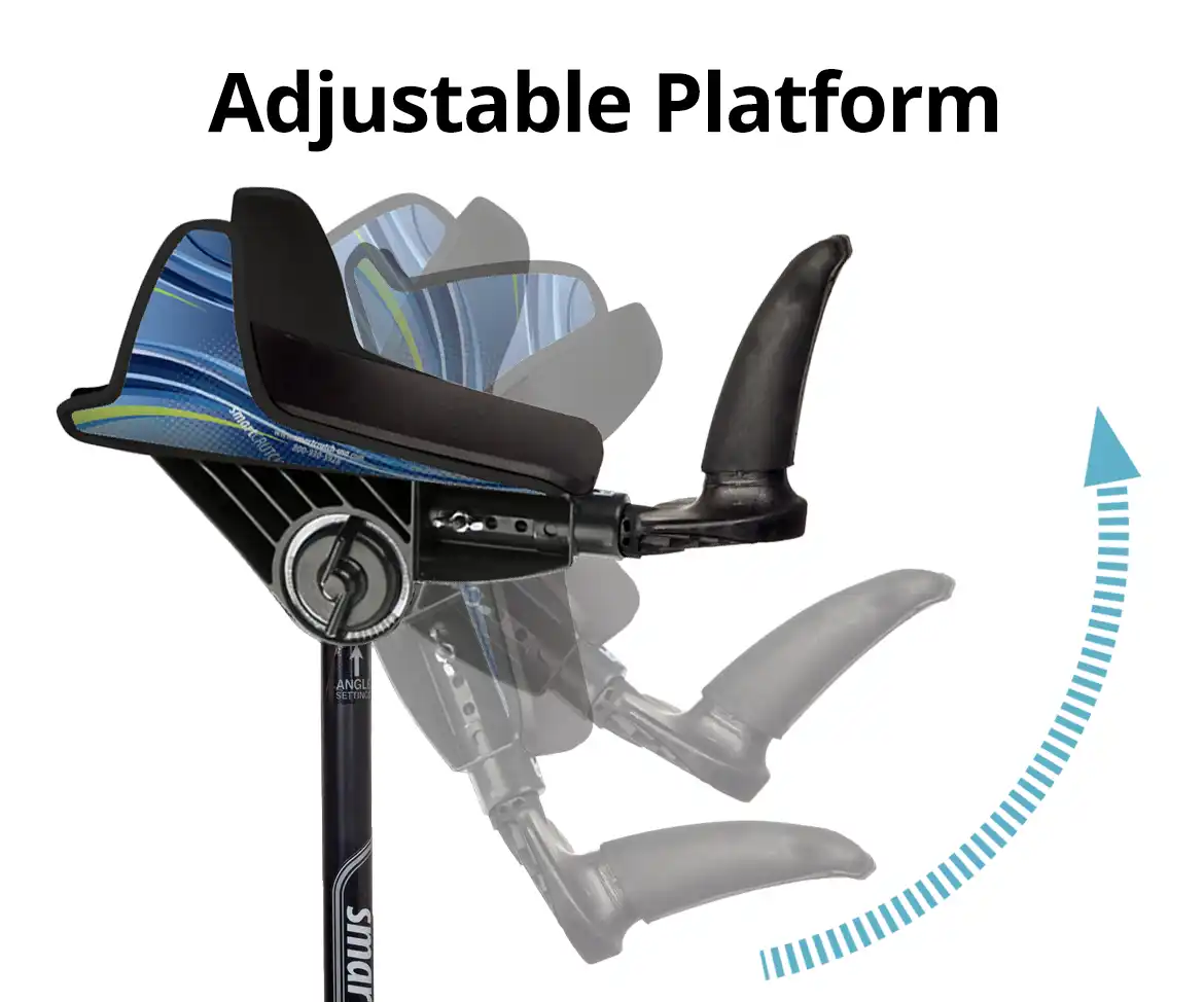 Adjustable platform attachment for a golf club or similar sporting equipment, featuring a curved support and movable parts.