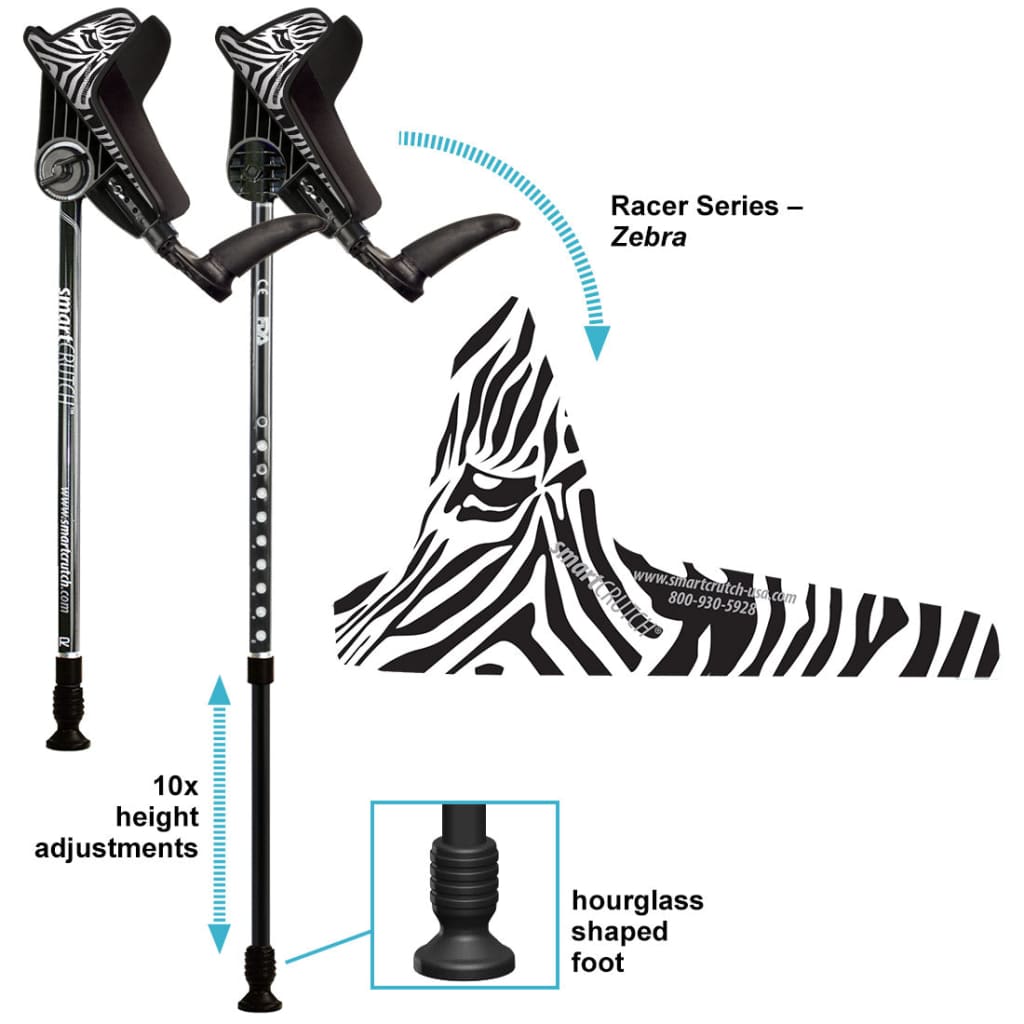 Forearm Crutches Zebra Series (height 4’4-6’7 & <265 lbs)